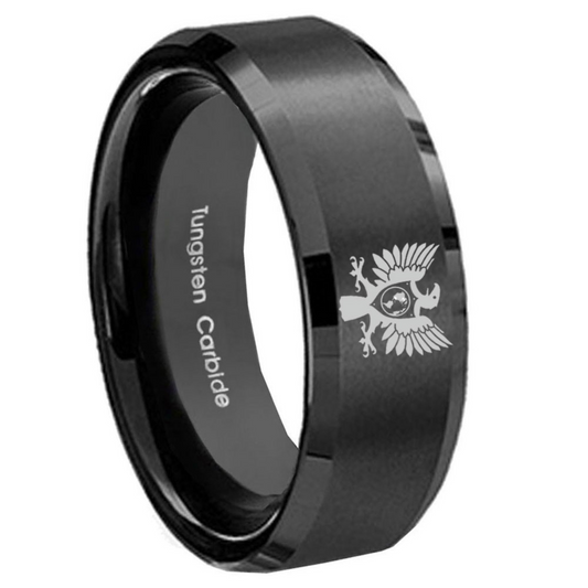 GIN Eagle - Beveled Black Tungsten Carbide Ring