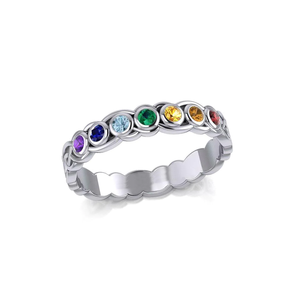 Chakra Band Silver Ring