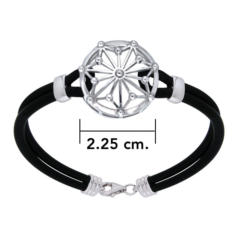 Symbole du cercle et bracelet en caoutchouc (argent)
