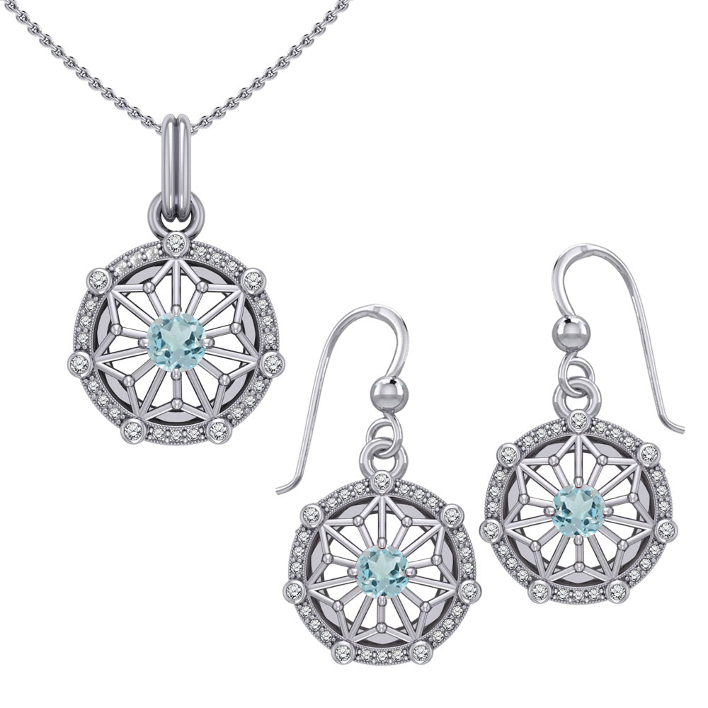 Women's Elegant Circle Symbol Pendant and Earring Set (Silver)