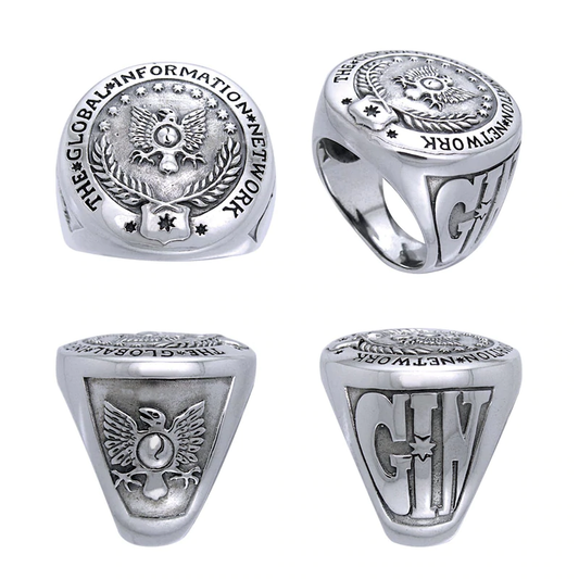 Men's GIN Super Ring and Cufflinks Set (Silver)