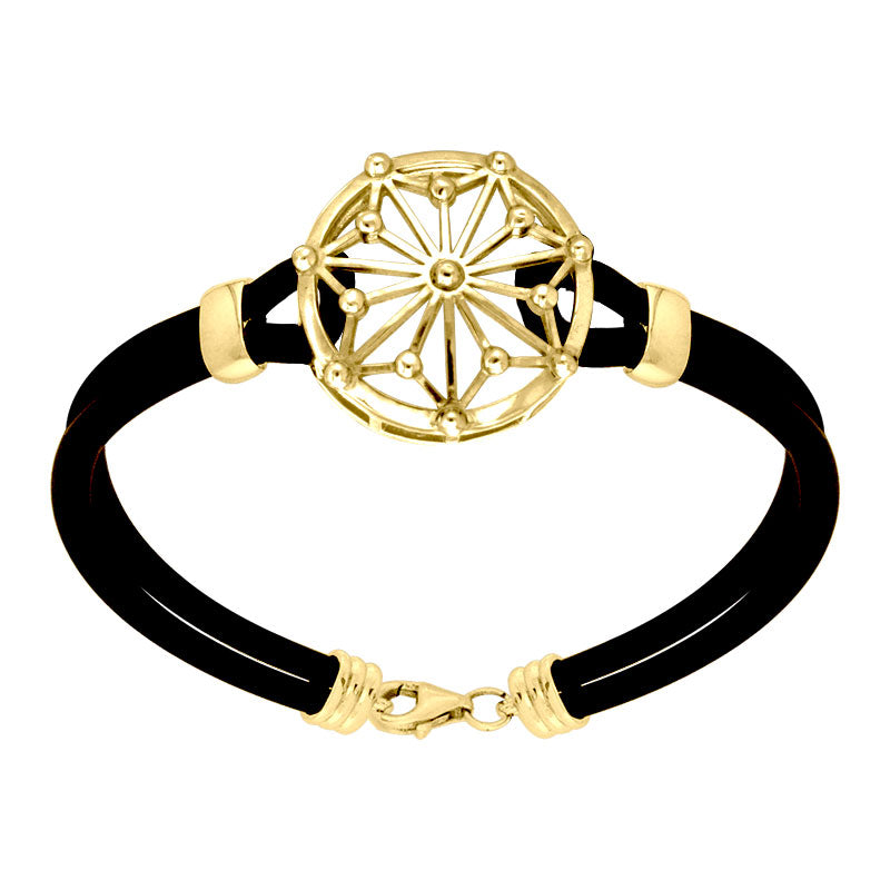 Circle Symbol and Rubber Bracelet (Gold Plate)