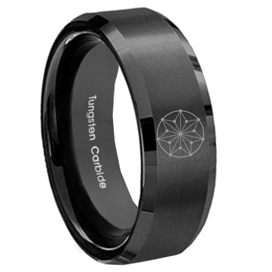 Circle - Beveled Black Tungsten Carbide Ring