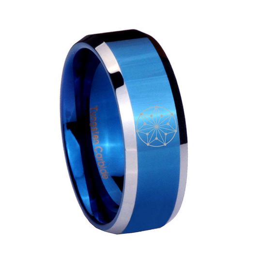 Circle - Blue/Silver Tungsten Carbide Ring