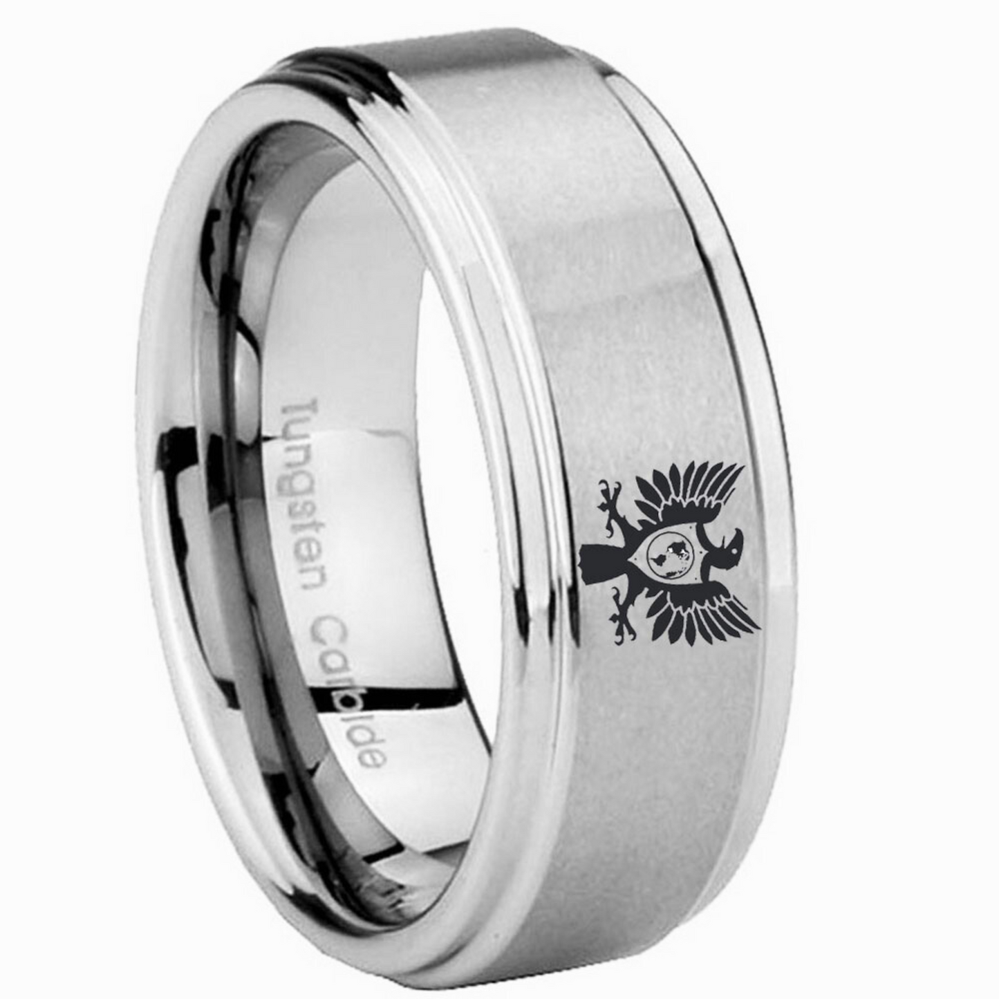 GIN Eagle Silver Tungsten Carbide Ring