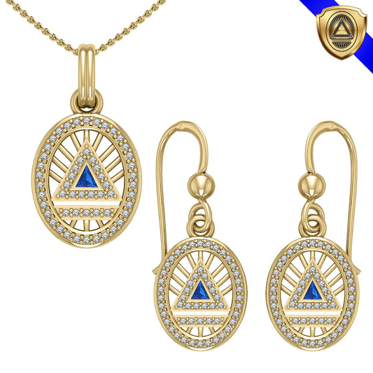 Women's Elegant System Symbol Pendant and Earring Set (Gold Plate)