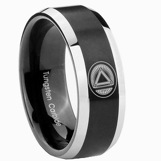 System - Silver/Black Tungsten Carbide Ring