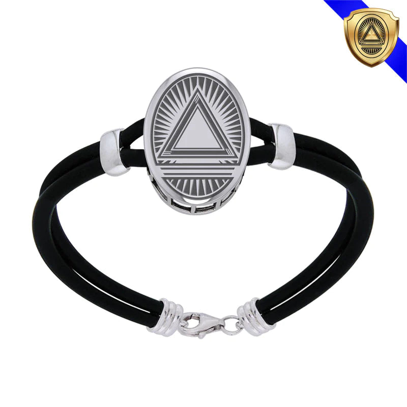 Símbolo del sistema y pulsera de caucho (plata)