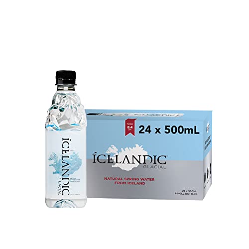 Agua alcalina de manantial natural glacial islandés, 16.9 onzas líquidas (paquete de 24)
