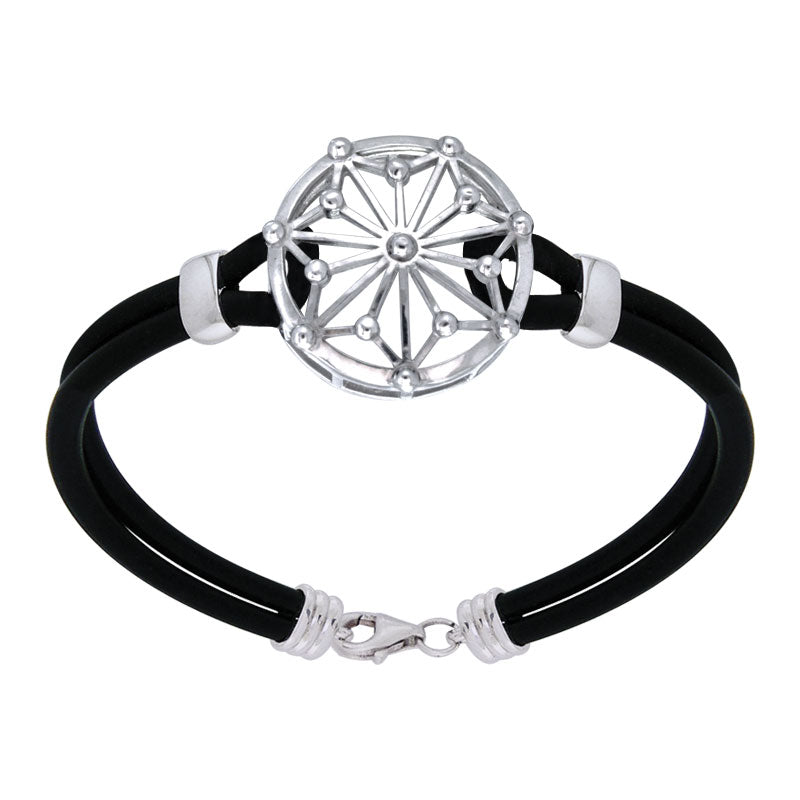 Circle Symbol and Rubber Bracelet (Silver)