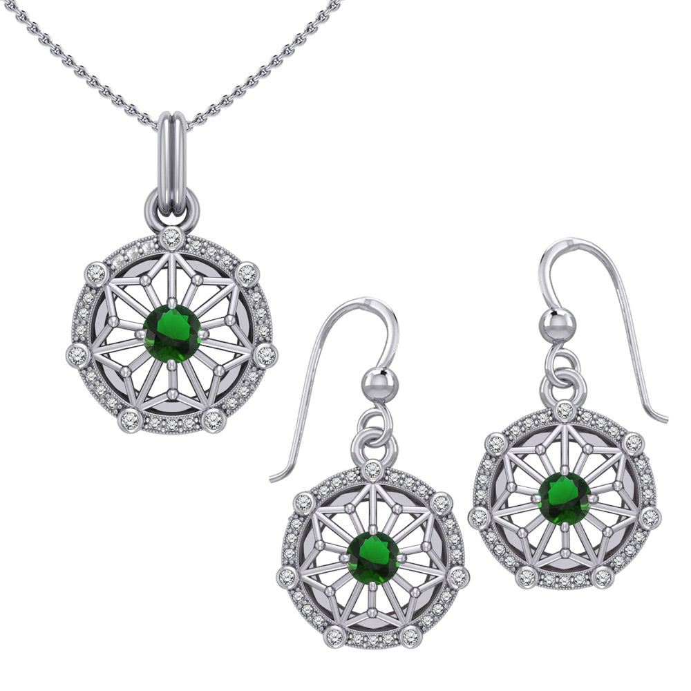 Women's Elegant Circle Symbol Pendant and Earring Set (Silver)