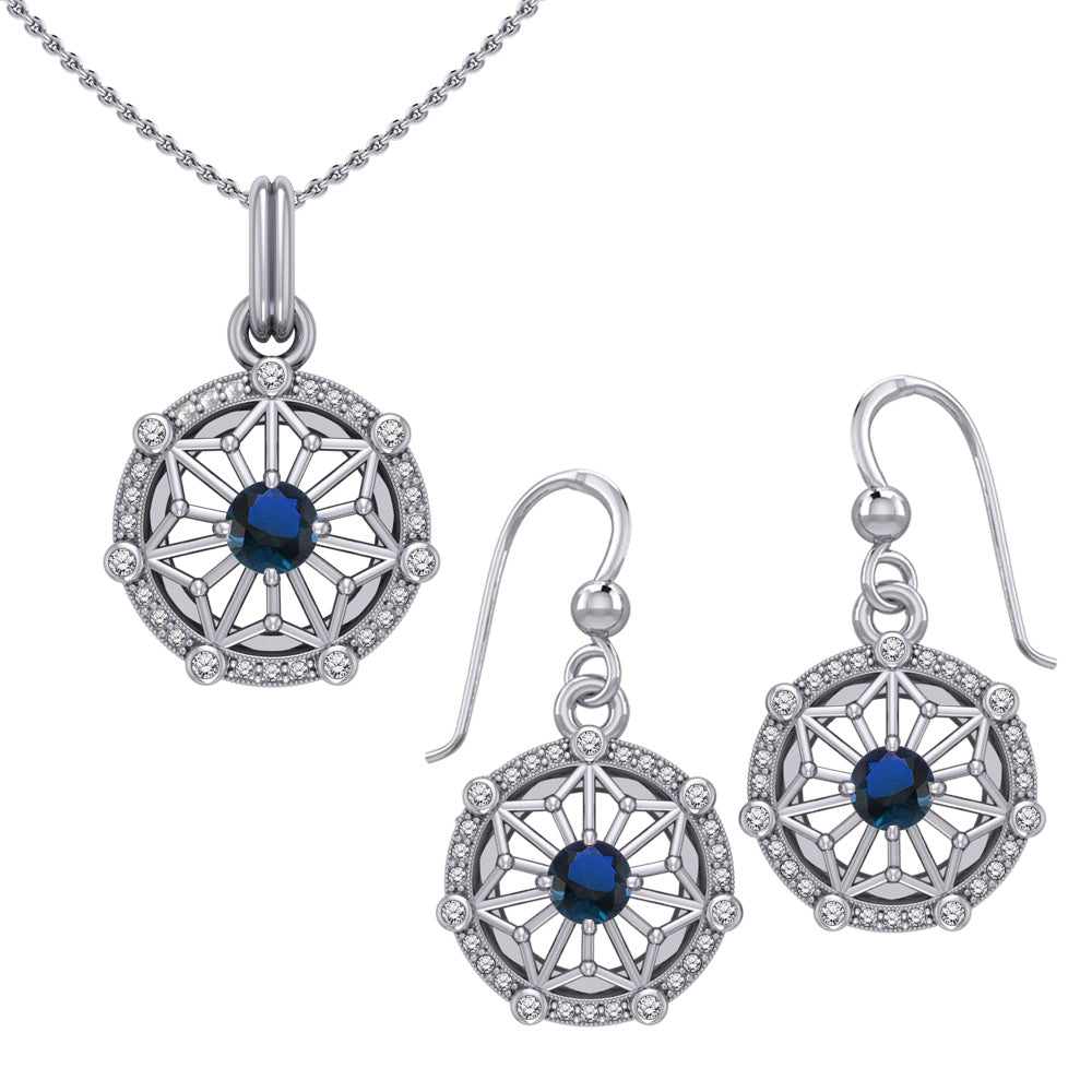 Women's Elegant Circle Symbol Pendant and Earring Set (Silver)