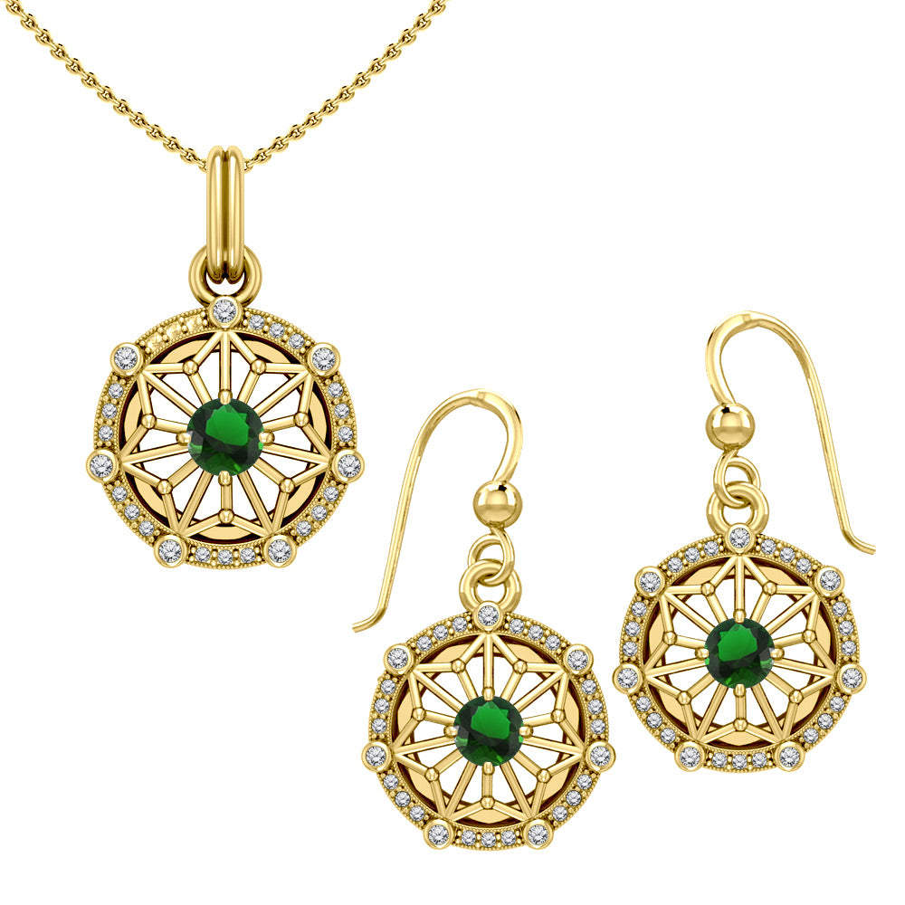 Women's Elegant Circle Symbol Pendant and Earring Set (Gold Plate)