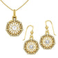 Women's Elegant Circle Symbol Pendant and Earring Set (Gold Plate)